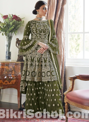 রেডিমেড জর্জেট এমব্রয়ডারি পার্টি ড্রেস